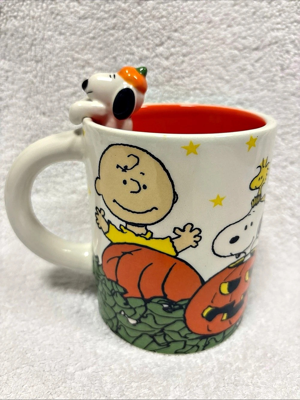 Peanuts Gang Pumpkin Patch Halloween Coffee Mug, Orange Interior